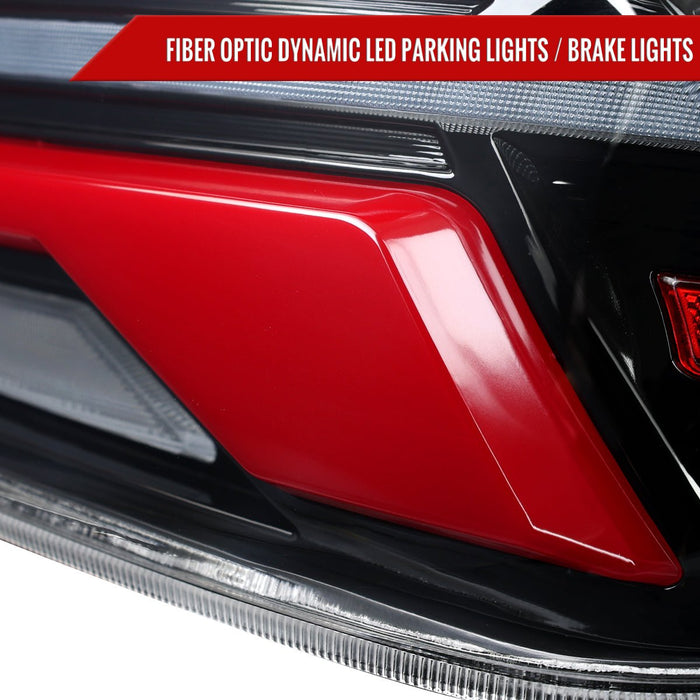 Spec - D New Era Style Sequential LED Tail Lights Gloss Black Housing w/ Clear Lens and Red Bar 2015 - 2021 WRX / 2015 - 2021 STI - LT - WRX15BKLED - SQ - RS - Subimods.com