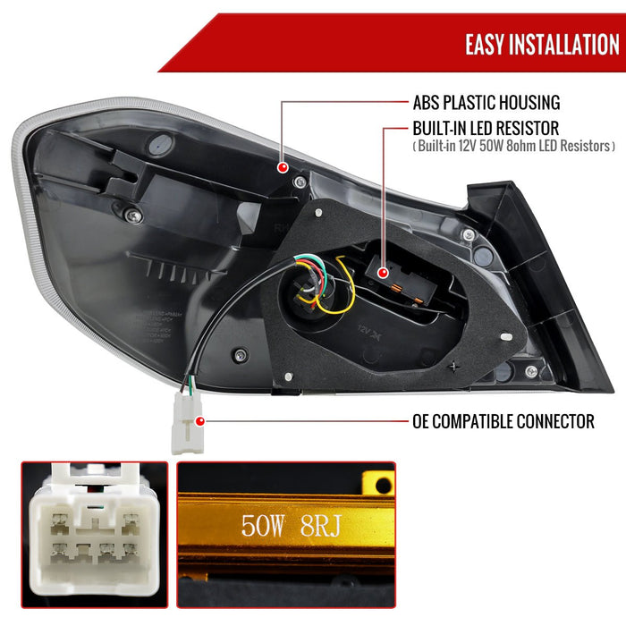 Spec - D New Era Style Sequential LED Tail Lights Gloss Black Housing w/ Smoked Lens and White Bar 2015 - 2021 WRX / 2015 - 2021 STI - LT - WRX15BBLED - SQ - RS - Subimods.com