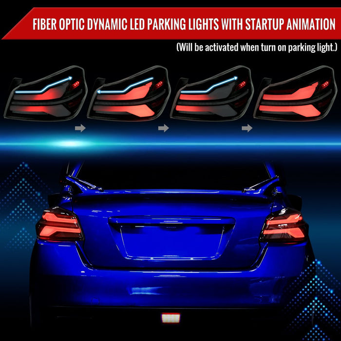 Spec - D New Era Style Sequential LED Tail Lights Gloss Black Housing w/ Smoked Lens and White Bar 2015 - 2021 WRX / 2015 - 2021 STI - LT - WRX15BBLED - SQ - RS - Subimods.com