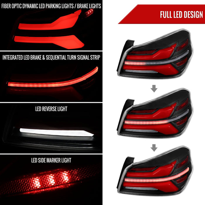 Spec - D New Era Style Sequential LED Tail Lights Matte Black Housing w/ Clear Lens and Red Bar 2015 - 2021 WRX / 2015 - 2021 STI - LT - WRX15JRLED - SQ - RS - Subimods.com