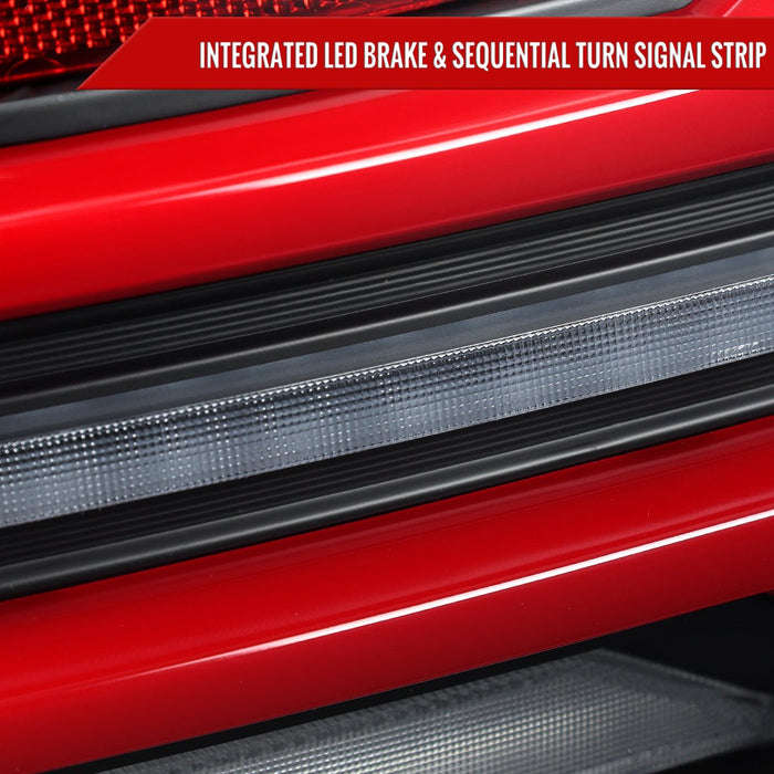 Spec - D New Era Style Sequential LED Tail Lights Matte Black Housing w/ Clear Lens and Red Bar 2015 - 2021 WRX / 2015 - 2021 STI - LT - WRX15JRLED - SQ - RS - Subimods.com