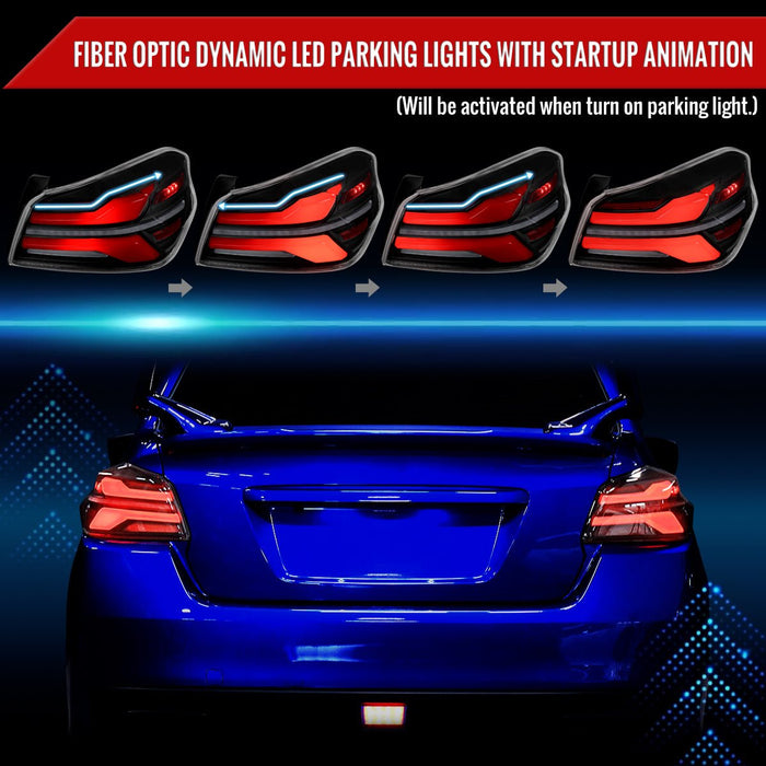 Spec - D New Era Style Sequential LED Tail Lights Matte Black Housing w/ Clear Lens and Red Bar 2015 - 2021 WRX / 2015 - 2021 STI - LT - WRX15JRLED - SQ - RS - Subimods.com