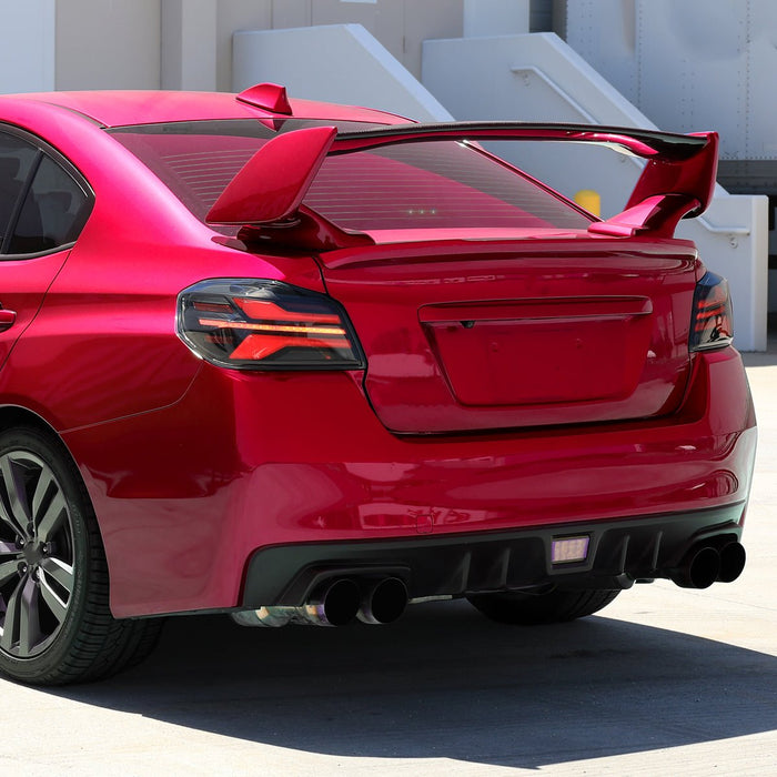 Spec - D New Era Style Sequential LED Tail Lights Matte Black Housing w/ Smoke Lens and Red Bar 2015 - 2021 WRX / 2015 - 2021 STI - LT - WRX15SMLED - SQ - RS - Subimods.com