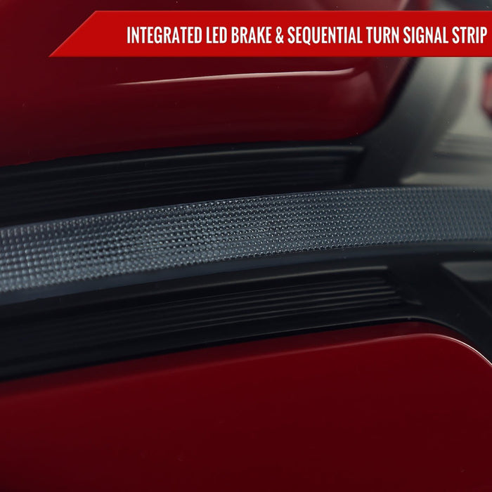 Spec - D New Era Style Sequential LED Tail Lights Matte Black Housing w/ Smoke Lens and Red Bar 2015 - 2021 WRX / 2015 - 2021 STI - LT - WRX15SMLED - SQ - RS - Subimods.com