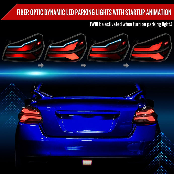 Spec - D New Era Style Sequential LED Tail Lights Matte Black Housing w/ Smoke Lens and Red Bar 2015 - 2021 WRX / 2015 - 2021 STI - LT - WRX15SMLED - SQ - RS - Subimods.com