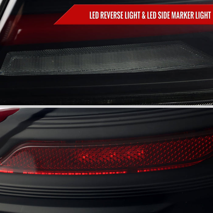 Spec - D New Era Style Sequential LED Tail Lights Matte Black Housing w/ Smoke Lens and Red Bar 2015 - 2021 WRX / 2015 - 2021 STI - LT - WRX15SMLED - SQ - RS - Subimods.com