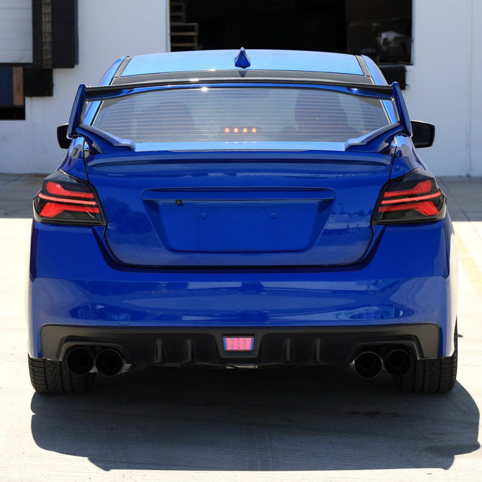 Spec - D New Era Style Sequential LED Tail Lights Matte Black Housing w/ Smoke Lens and Red Bar 2015 - 2021 WRX / 2015 - 2021 STI - LT - WRX15SMLED - SQ - RS - Subimods.com