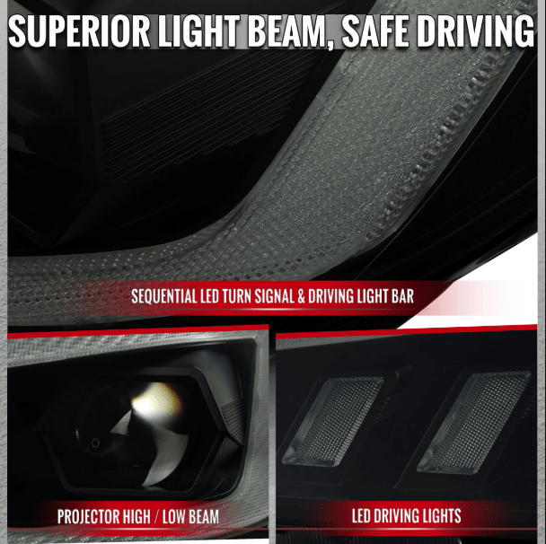 Spec - D Projector Headlights Sequential LED Switchback DRL Black Housing w/ Clear Lens 2015 - 2021 WRX / 2015 - 2021 STI (Halogen Headlight Models Only) - 2LHP-WRX15JM-SQ-RS - Subimods.com