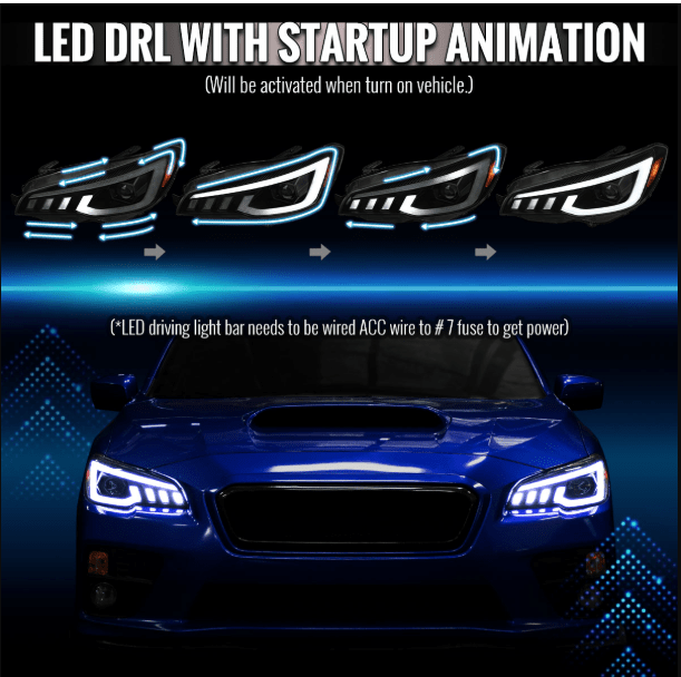 Spec - D Projector Headlights Sequential LED Switchback DRL Black Housing w/ Clear Lens 2015 - 2021 WRX / 2015 - 2021 STI (Halogen Headlight Models Only) - 2LHP-WRX15JM-SQ-RS - Subimods.com