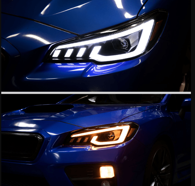 Spec - D Projector Headlights Sequential LED Switchback DRL Black Housing w/ Clear Lens 2015 - 2021 WRX / 2015 - 2021 STI (Halogen Headlight Models Only) - 2LHP-WRX15JM-SQ-RS - Subimods.com
