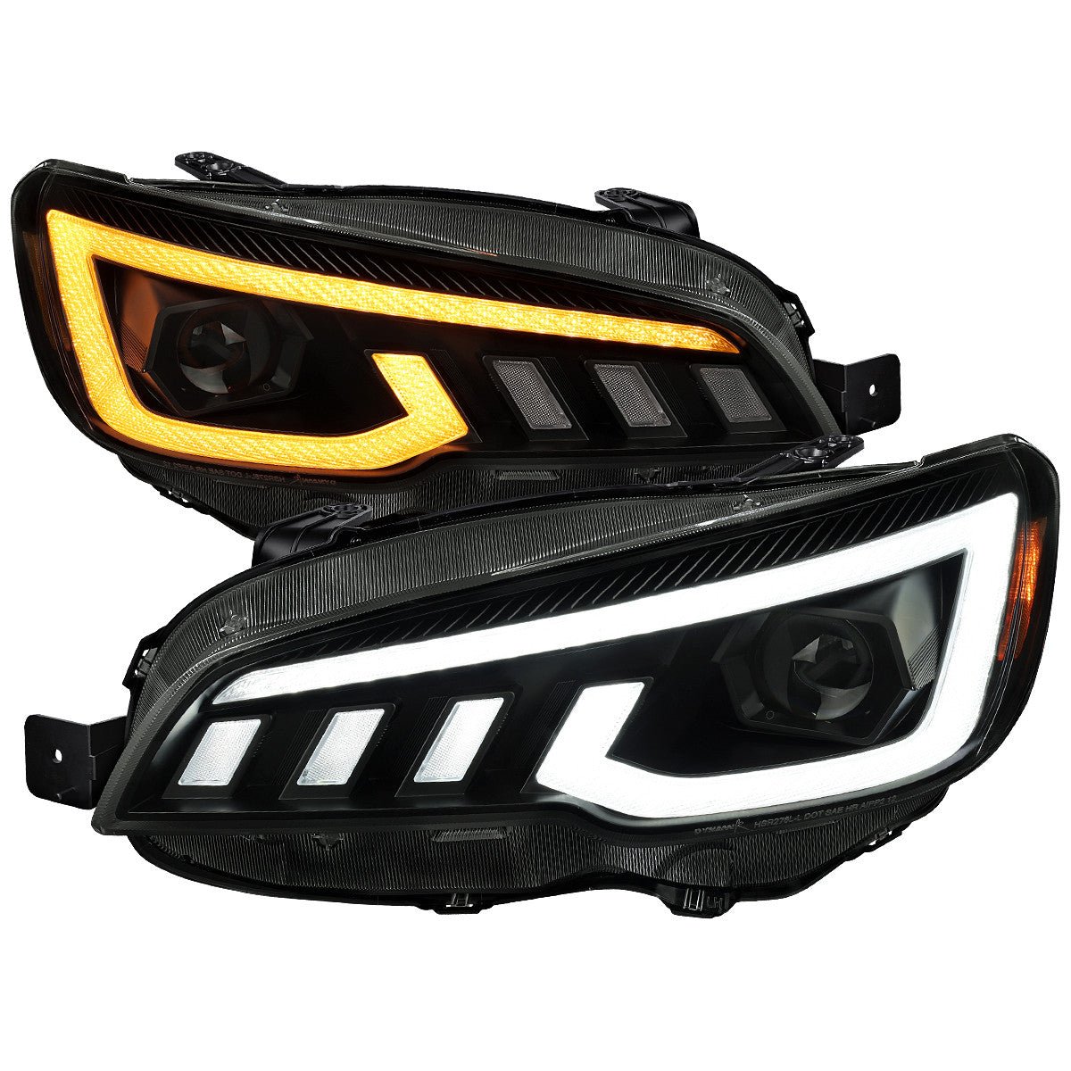 Spec-D Projector Headlights Sequential LED Switchback DRL Black