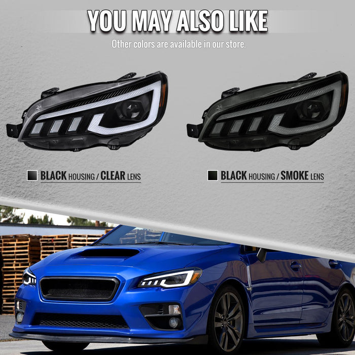 Spec - D Projector Headlights Sequential LED Switchback DRL Black Housing w/ Smoked Lens 2015 - 2021 WRX / 2015 - 2021 STI (Halogen Headlight Models Only) - 2LHP-WRX15SM-SQ-RS - Subimods.com