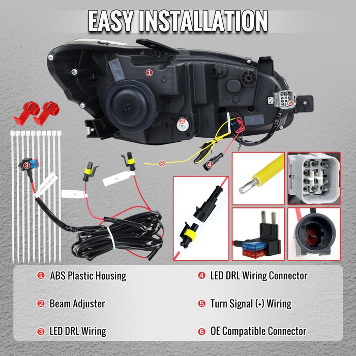 Spec - D Projector Headlights Sequential LED Switchback DRL Black Housing w/ Smoked Lens 2015 - 2021 WRX / 2015 - 2021 STI (Halogen Headlight Models Only) - 2LHP-WRX15SM-SQ-RS - Subimods.com