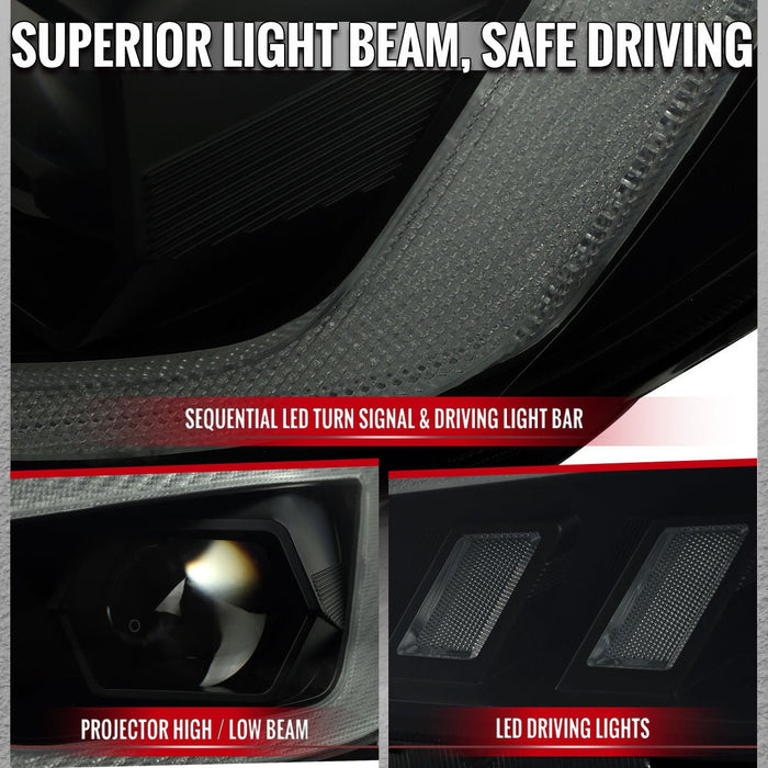 Spec - D Projector Headlights Sequential LED Switchback DRL Black Housing w/ Smoked Lens 2015 - 2021 WRX / 2015 - 2021 STI (Halogen Headlight Models Only) - 2LHP-WRX15SM-SQ-RS - Subimods.com