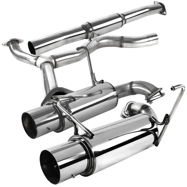 Spec - D Stainless Steel Dual Tip Exhaust w/ Polished 4" Single Wall Tips 2008 - 2014 WRX Sedan / 2011 - 2014 STI Sedan - MFCAT3 - WRX084 - Subimods.com