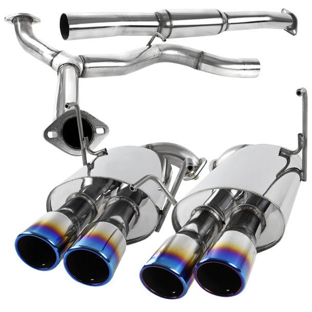 Spec - D Stainless Steel Quad Tip Exhaust w/ Burnt 2.5" Dual Wall Tips 2008 - 2014 WRX Sedan / 2011 - 2014 STI Sedan - MFCAT3 - WRX084QT - SD - Subimods.com