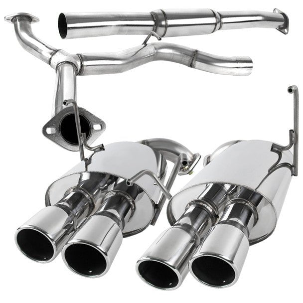 Spec - D Stainless Steel Quad Tip Exhaust w/ Polished 2.5" Dual Wall Tips 2008 - 2014 WRX Sedan / 2011 - 2014 STI Sedan - MFCAT3 - WRX084Q - Subimods.com