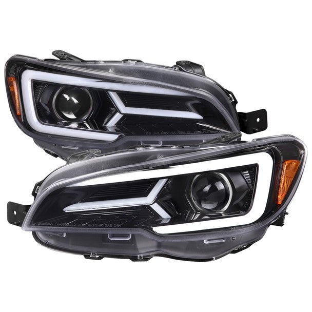 Spec - D Version 2 LED Bar Style Projector Headlights w/ Gloss Black Base and Clear Lens 2015 - 2017 WRX / 2015 - 2017 STI / 2018 - 2021 WRX Base & Premium - 2LHP - WRX15BK - SQ - TM - Subimods.com