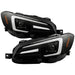 Spyder Apex LED Headlights w/ Black Base & Sequential Switch Back Light Bar 2015-2021 WRX LED Models Only - PRO-YD-SWRX15LEDAP-SBSEQ-BK - Subimods.com