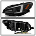Spyder Apex LED Headlights w/ Black Base & Sequential Switch Back Light Bar 2015-2021 WRX LED Models Only - PRO-YD-SWRX15LEDAP-SBSEQ-BK - Subimods.com