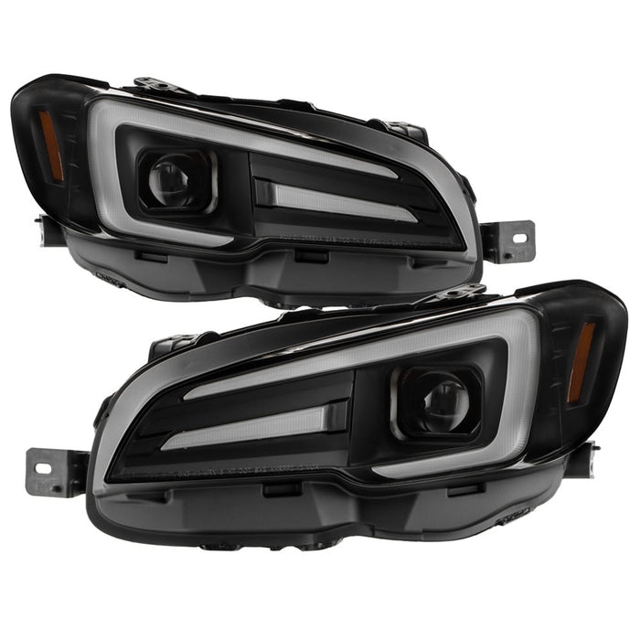 Spyder Apex LED Headlights w/ Black Base & Sequential Switch Back Light Bar 2018-2021 WRX SRH Models Only - PRO-YD-SWRX18LEDAFSAP-SBSEQ-BK - Subimods.com