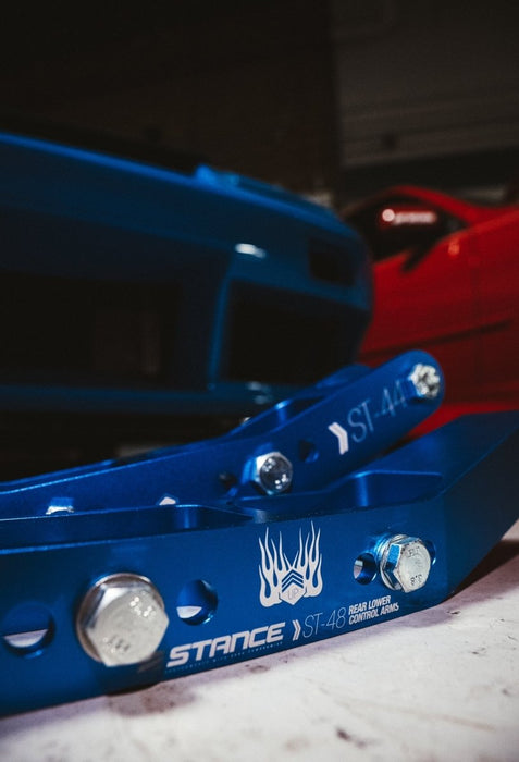 STANCE Suspension Rear Lower Control Arms V2.0 60mm Drop Blue 2015 - 2024 WRX / 2015 - 2021 STI / 2013 - 2024 BRZ/ 2022 - 2024 GR86 / 2013 - 2016 FR - S/ 2017 - 2020 GT86 - ST - 48 - Blue - Subimods.com