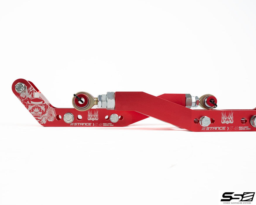 STANCE Suspension Rear Lower Control Arms V2.0 60mm Drop Red 2015 - 2024 WRX / 2015 - 2021 STI / 2013 - 2024 BRZ/ 2022 - 2024 GR86 / 2013 - 2016 FR - S/ 2017 - 2020 GT86 - ST - 48 - Red - Subimods.com