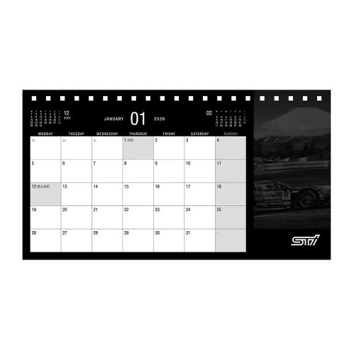 Subaru JDM STI 2026 Motorsports Desk Calendar - STSG25100480 - Subimods.com