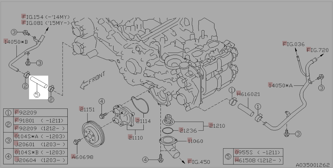 Subaru OEM Coolant Hose 2015 - 2025 WRX / 2015 - 2026 Outback / 2015 - 2025 Legacy / 2013 - 2026 Impreza / 2014 - 2025 Forester / 2013 - 2026 Crosstrek / 2019 - 2025 Ascent - 807615080 - Subimods.com