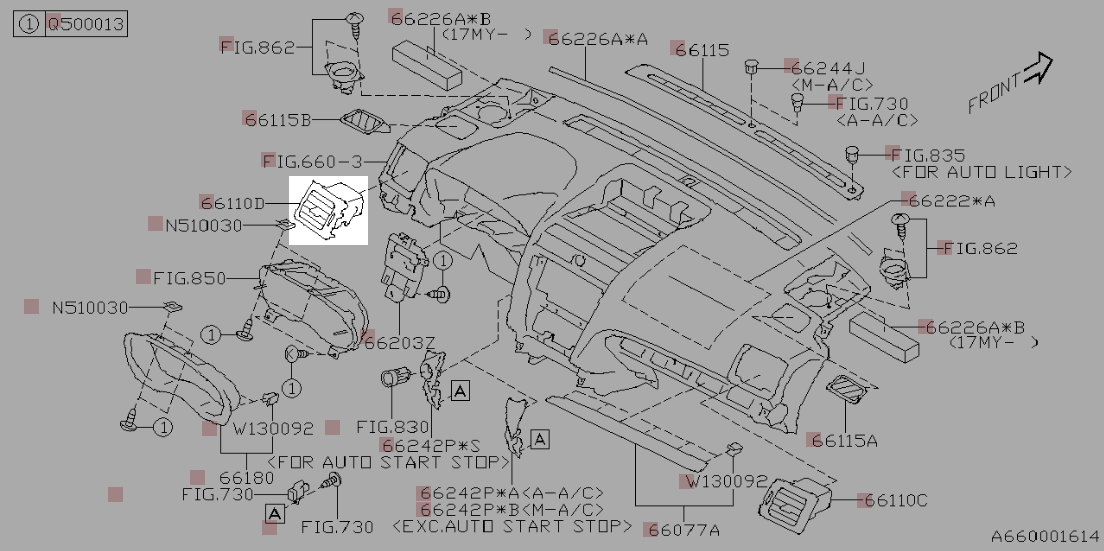 Subaru OEM Dashboard Vent Left 2017 - 2021 WRX / 2017 - 2021 STI / 2017 - 2018 Forester - 66110SG050 - Subimods.com