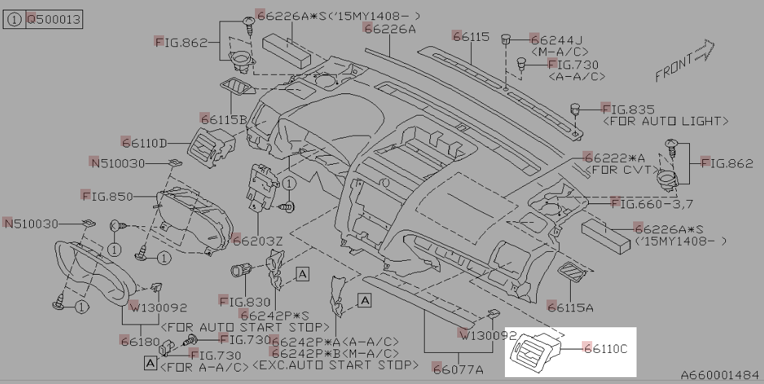 Subaru OEM Dashboard Vent Right 2017 - 2021 WRX / 2017 - 2021 STI / 2017 - 2018 Forester - 66110FJ020 - Subimods.com