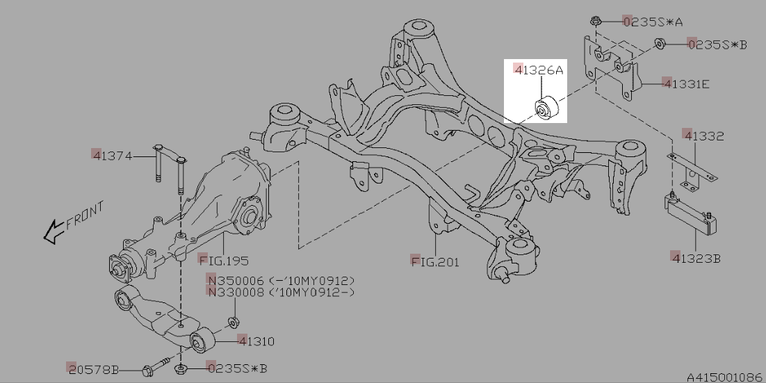 Subaru OEM Differential to Subframe Bushing Rear 2008 - 2025 WRX / 2008 - 2021 STI / 2009 - 2010 Impreza GT - 41322FG000 - Subimods.com