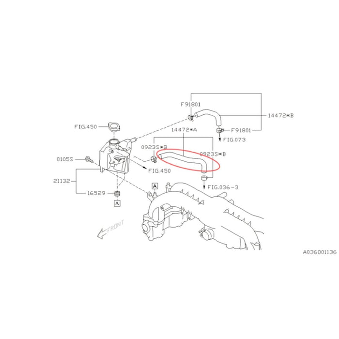 Subaru OEM Expansion Tank Hose 2008 - 2014 WRX / 2005 - 2009 Outback XT / 2005 - 2009 Legacy GT / 2009 - 2013 Forester XT / 2009 - 2010 Impreza GT - 14472AA040 - Subimods.com