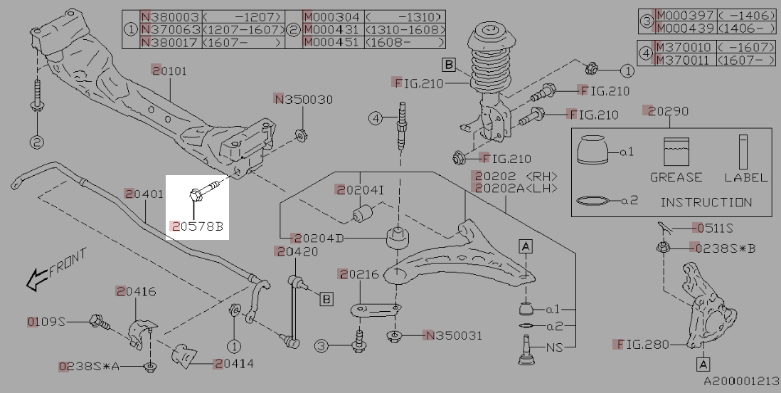 Subaru OEM Front Subframe To Control Aem Bolt Many Subaru Models - 20540AA081 - Subimods.com