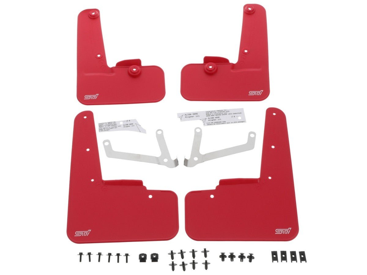 Subaru OEM Mudflap Set Red with White STI Logo for WRX 2022