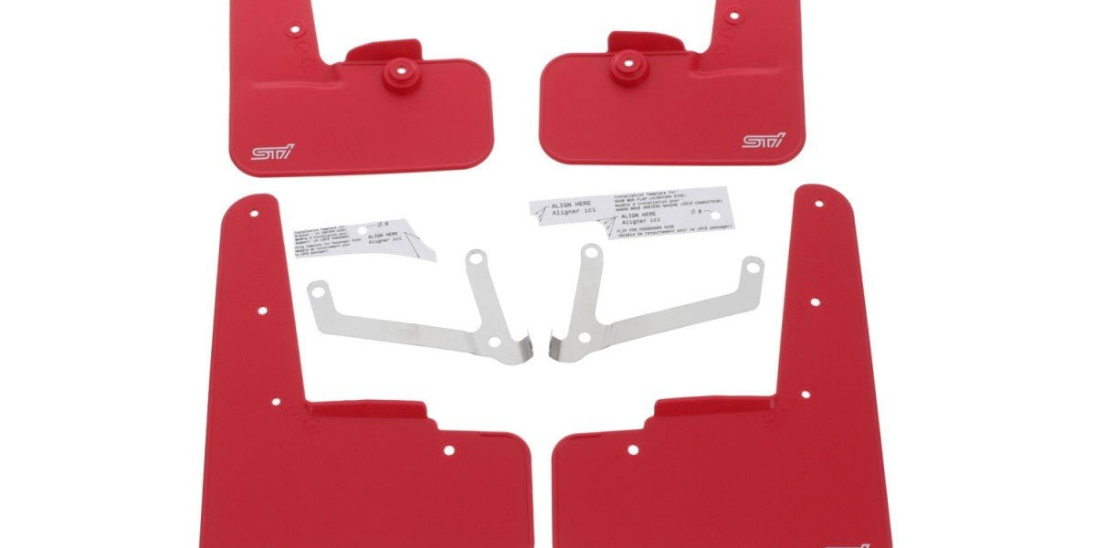 Subaru OEM Mudflap Set Red with White STI Logo for WRX 2022