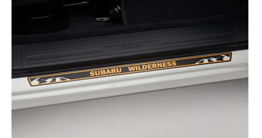 Subaru OEM Side Sill Plates Front Black w/ Wilderness Logo 2022 - 2026 Forester - E101SSJ020 - Subimods.com