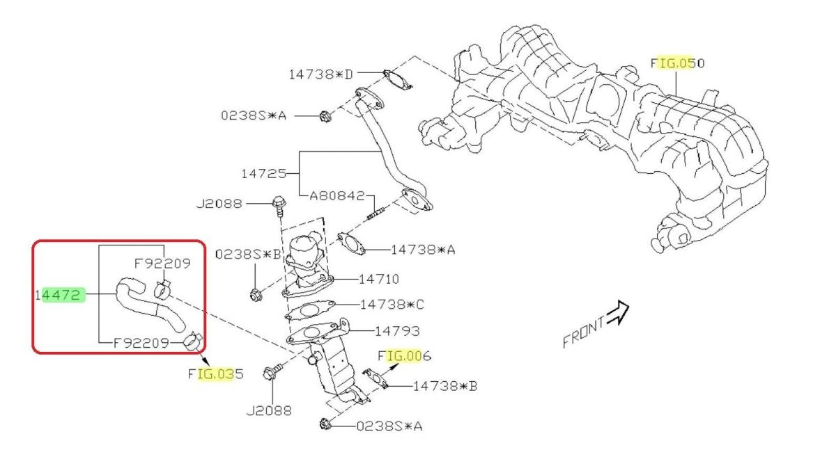 Subaru OEM Turbo Coolant Line 2022 - 2025 WRX / 2026 Outback w/ 2.4L Turbo Engine - 14472AB020 - Subimods.com