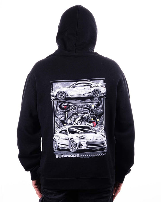 Subimods Official "2023 BRZ Drift Car" Hooded Sweatshirt Black - SM - 2180 - S - Subimods.com