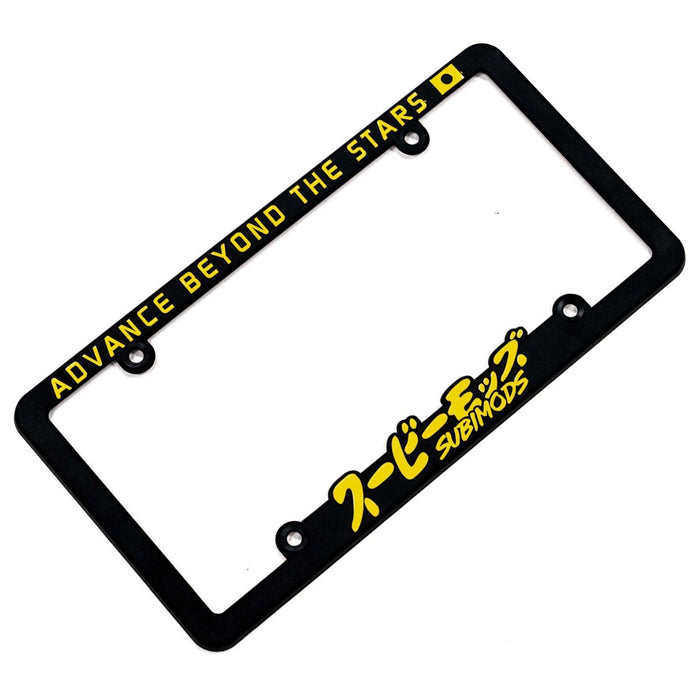 Subimods Official "Advance Beyond The Stars" License Plate Frame w/ Overseas Yellow Logo - SM - 2184 - Subimods.com