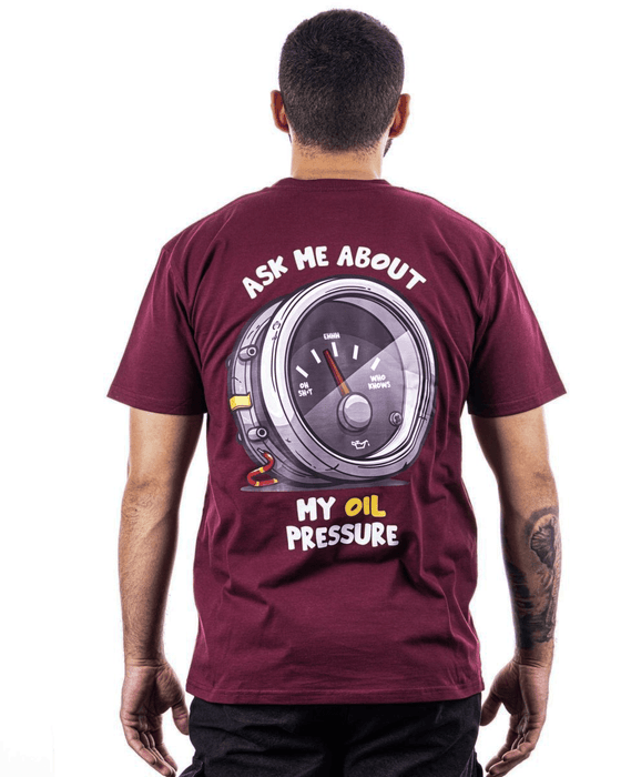 Subimods Official DIY Series "Oil Pressure" Short Sleeve Shirt Maroon - SM - 2195 - S - Subimods.com