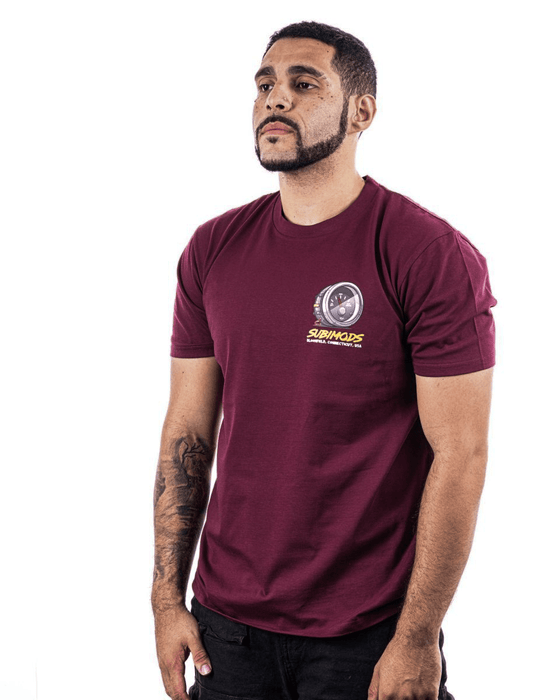 Subimods Official DIY Series "Oil Pressure" Short Sleeve Shirt Maroon - SM - 2195 - S - Subimods.com