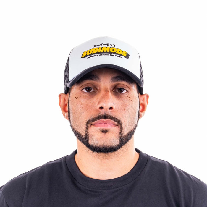 Subimods Official Trucker Cap Black and White w/ Golden Era Style Logo - SM - 2222 - Subimods.com