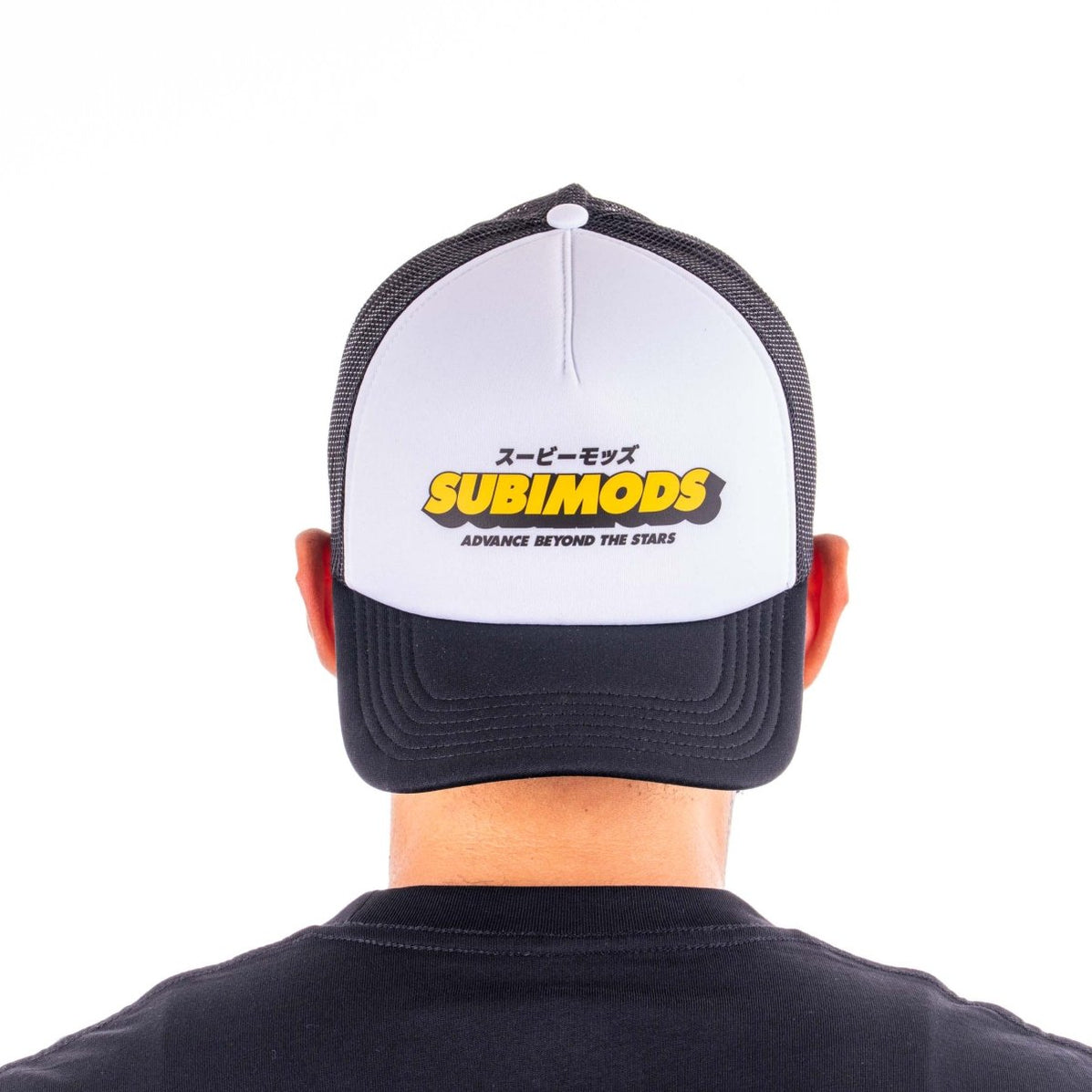 Subimods Trucker Cap Black White Golden Era Logo — Subimods.com