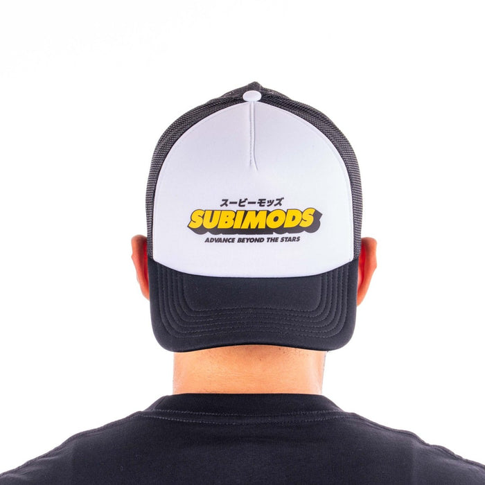 Subimods Official Trucker Cap Black and White w/ Golden Era Style Logo - SM - 2222 - Subimods.com