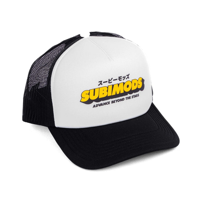 Subimods Official Trucker Cap Black and White w/ Golden Era Style Logo - SM - 2222 - Subimods.com