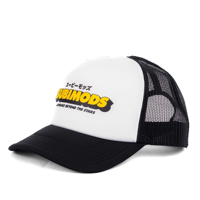 Subimods Official Trucker Cap Black and White w/ Golden Era Style Logo - SM - 2222 - Subimods.com
