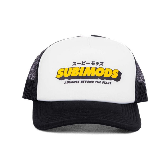 Subimods Official Trucker Cap Black and White w/ Golden Era Style Logo - SM - 2222 - Subimods.com