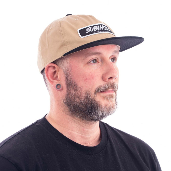 Subimods Official Two Tone Cap Khaki - Black w/ "Patch" Style Logo - SM-3008 - Subimods.com