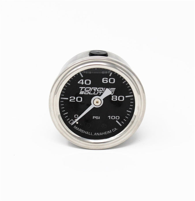 Torque Solution 0 - 100 PSI Liquid Filled Fuel Pressure Gauge Black Face - TS - FPG - 100 - Subimods.com